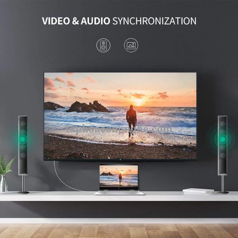 Ugreen 10423 3M Màu Trắng Cáp chuyển đổi Mini DP sang DisplayPort hỗ trợ phân giải 4K x 2K MD105 30010423